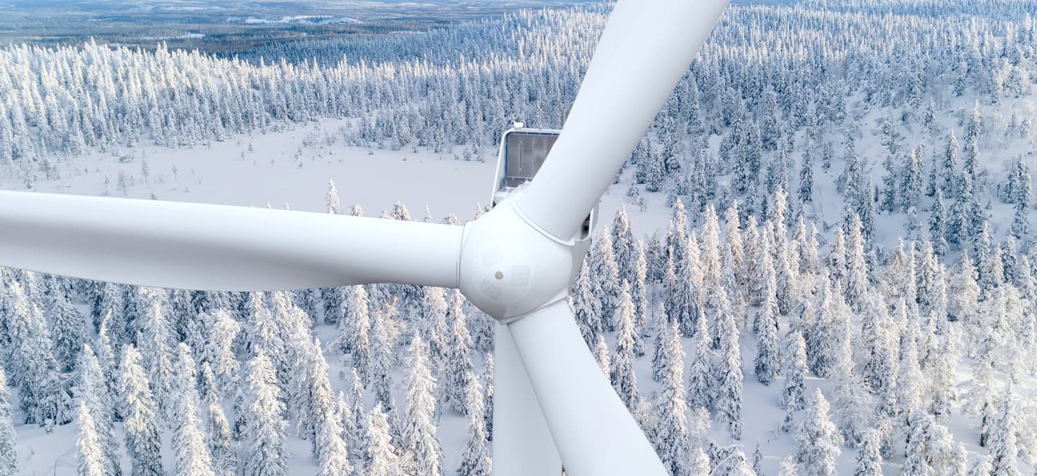Picture of a wind mill in winter landscape